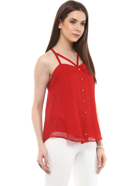 RED STRAPPY SWING TOP