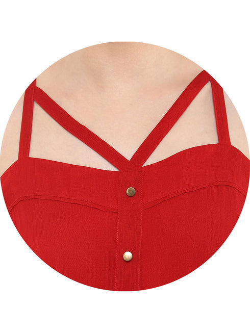 RED STRAPPY SWING TOP