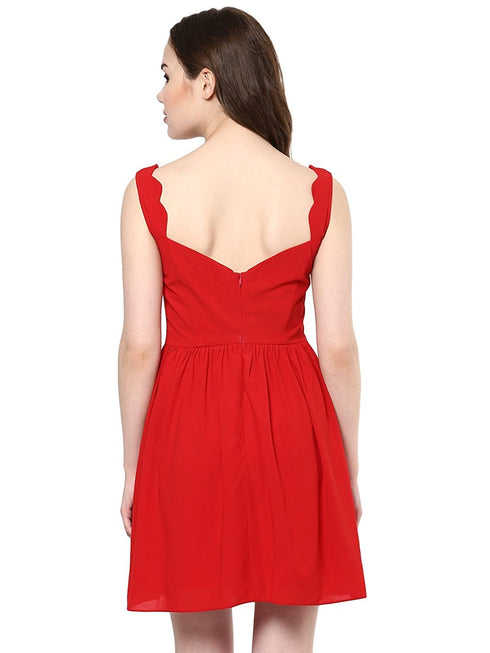 SOFIA SCARLET SCALLOP NECK MINI DRESS