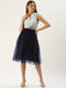 NAVY PLEATED TULLE SKIRT