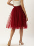 MAROON PLEATED TULLE SKIRT