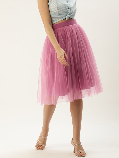 ORCHID PLEATED TULLE SKIRT