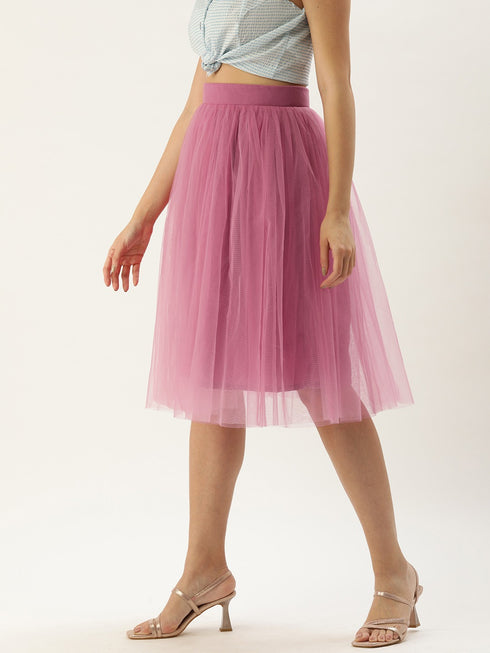 ORCHID PLEATED TULLE SKIRT