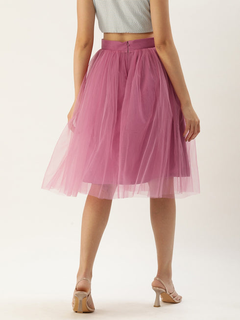 ORCHID PLEATED TULLE SKIRT