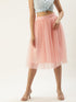 PINK PLEATED TULLE SKIRT