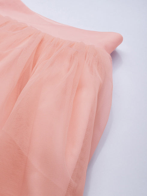 PINK PLEATED TULLE SKIRT