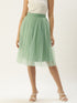 LIGHT GREEN PLEATED TULLE SKIRT