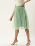 LIGHT GREEN PLEATED TULLE SKIRT