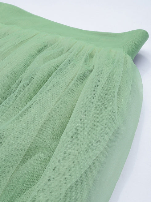 LIGHT GREEN PLEATED TULLE SKIRT
