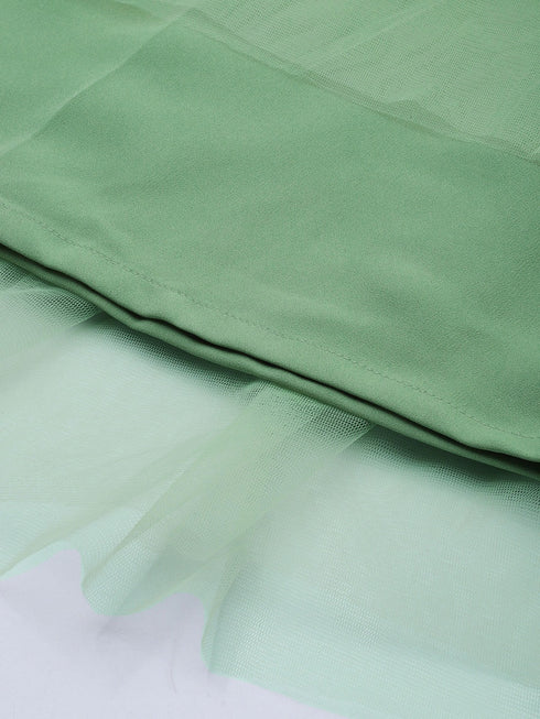 LIGHT GREEN PLEATED TULLE SKIRT