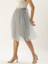 GREY PLEATED TULLE SKIRT