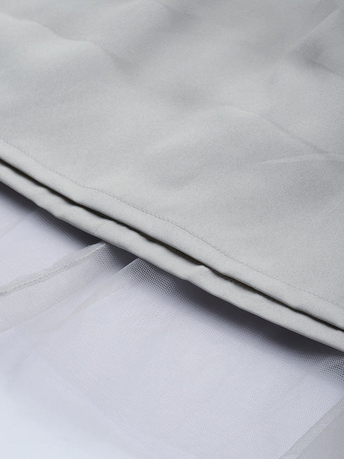 GREY PLEATED TULLE SKIRT
