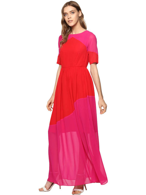 COLOURBLOCK MAXI DRESS