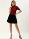 BLACK VELVET PANELLED MINI SKIRT