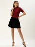 BLACK VELVET PANELLED MINI SKIRT