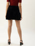 BLACK VELVET PANELLED MINI SKIRT