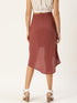 MAUVE FAUX WRAP MIDI SKIRT