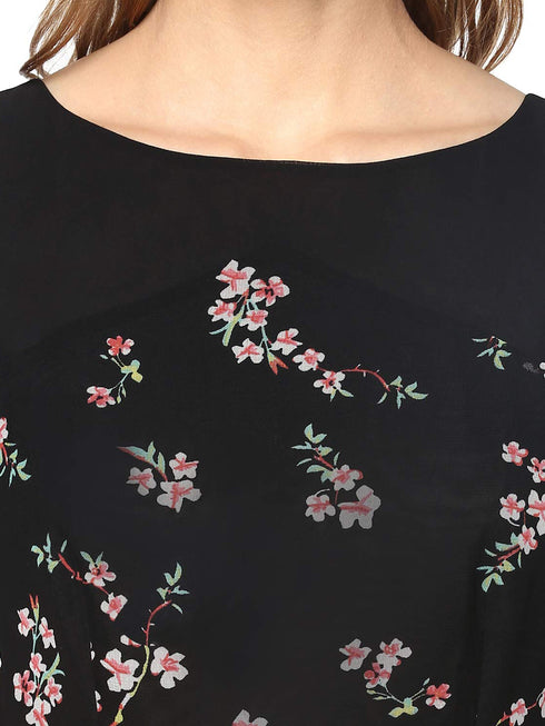 FLORAL FIT AND FLARE MAXI DRESS