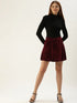 MAROON VELVET PANELLED MINI SKIRT