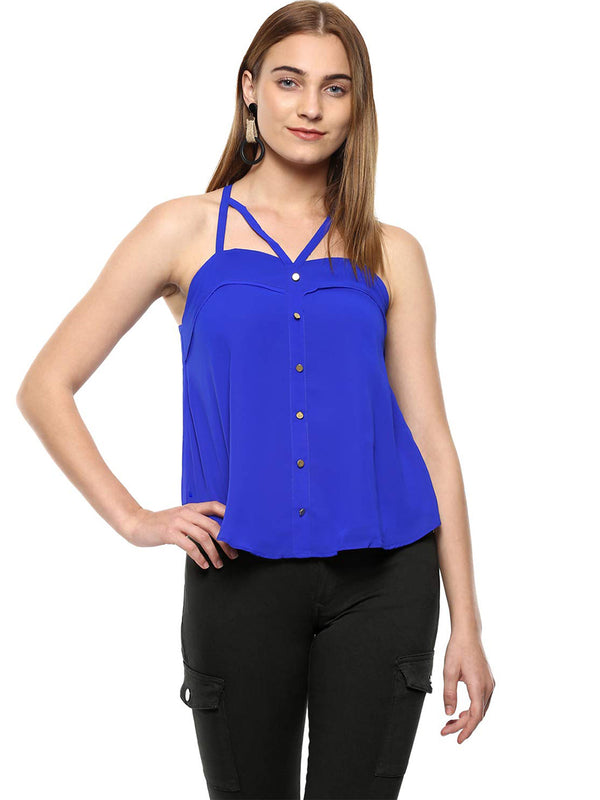 BLUE STRAPPY SWING TOP