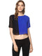 BLUE COLOURBLOCK BOXY-STYLE CROP TOP
