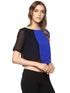 BLUE COLOURBLOCK BOXY-STYLE CROP TOP