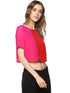 RED COLOURBLOCK BOXY-STYLE CROP TOP