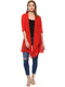 RED DRAPE FRONT LONGLINE JACKET