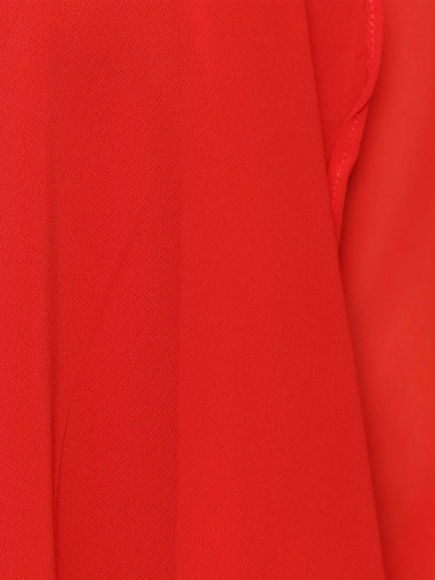 RED DRAPE FRONT LONGLINE JACKET