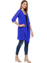 BLUE DRAPE FRONT LONGLINE JACKET