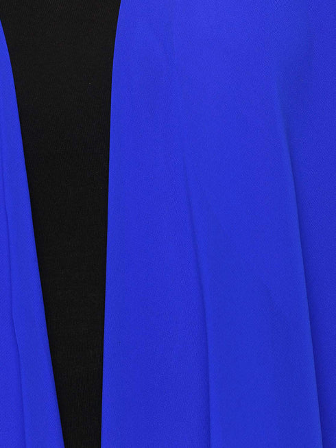 BLUE DRAPE FRONT LONGLINE JACKET