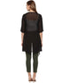 BLACK DRAPE FRONT LONGLINE JACKET