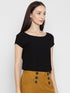 BLACK RUCHED BACK CROP TOP