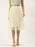 IVORY PLEATED TULLE SKIRT