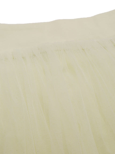 IVORY PLEATED TULLE SKIRT