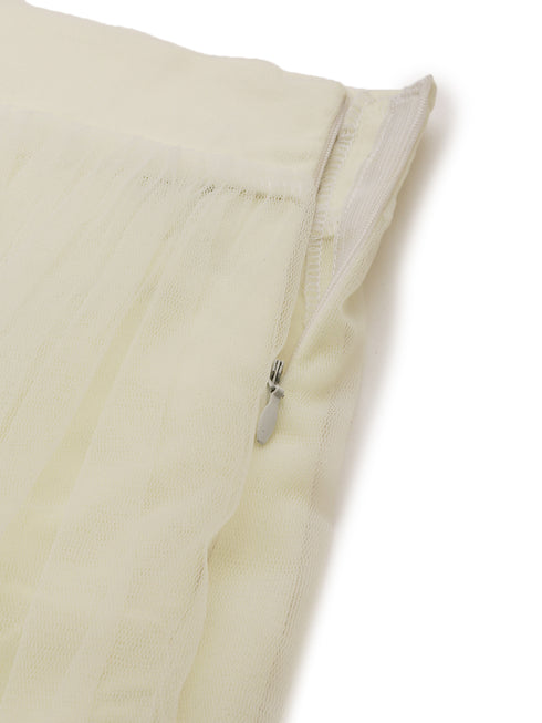 IVORY PLEATED TULLE SKIRT