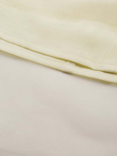 IVORY PLEATED TULLE SKIRT