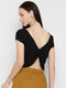 BLACK RUCHED BACK CROP TOP