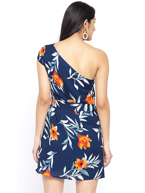 FLORAL ONE SHOULDER MINI DRESS