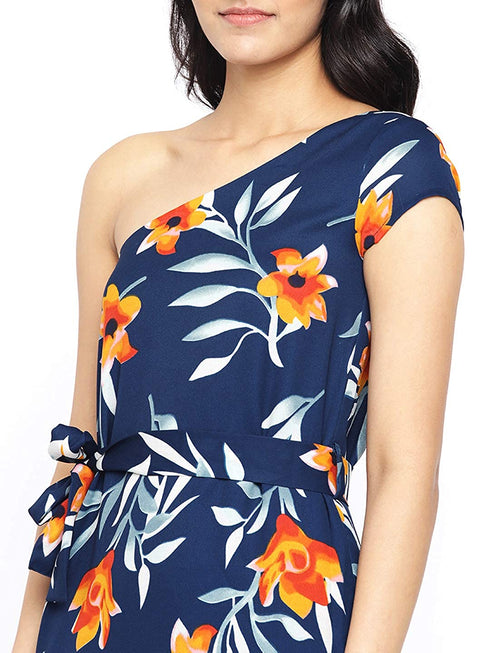 FLORAL ONE SHOULDER MINI DRESS