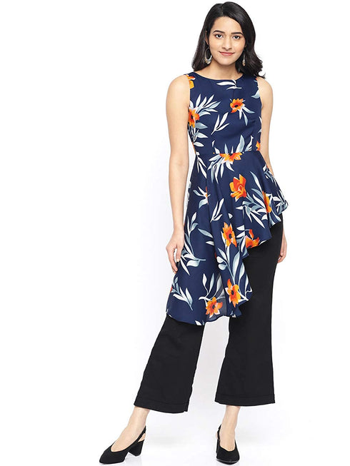 FLORAL HIGH LOW SLEEVELESS TOP