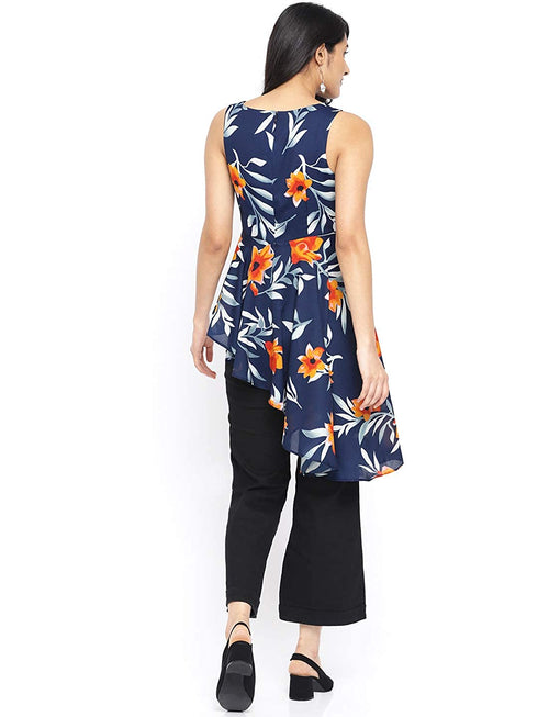 FLORAL HIGH LOW SLEEVELESS TOP