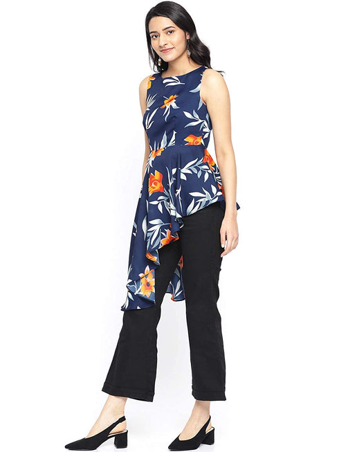 FLORAL HIGH LOW SLEEVELESS TOP