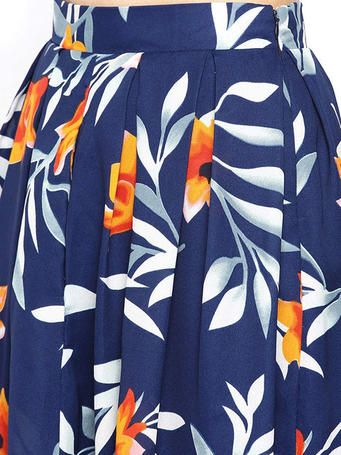 TULIP PRINT BOX PLEAT MIDI SKIRT