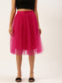 RASPBERRY PLEATED TULLE SKIRT
