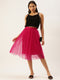 RASPBERRY PLEATED TULLE SKIRT