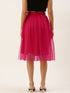 RASPBERRY PLEATED TULLE SKIRT