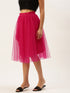 RASPBERRY PLEATED TULLE SKIRT