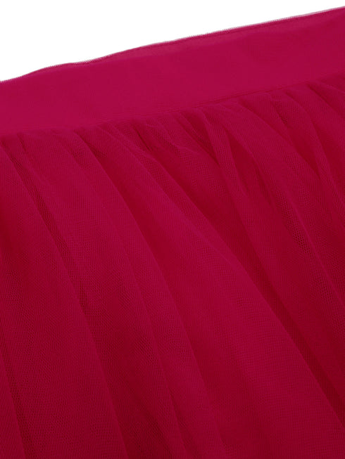 RASPBERRY PLEATED TULLE SKIRT