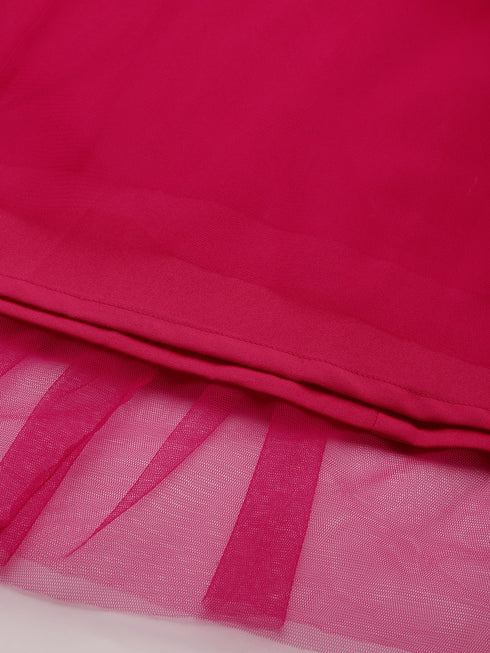 RASPBERRY PLEATED TULLE SKIRT